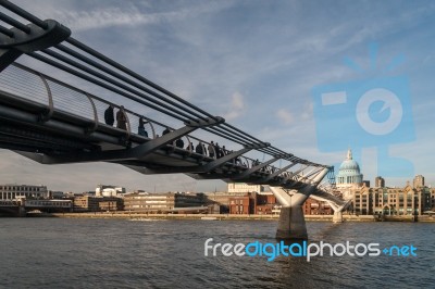 Millennium Bridge And St Pauls Cathedral Stock Photo