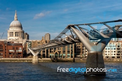 Millennium Bridge And St Pauls Cathedral Stock Photo