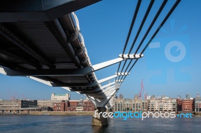 Millennium Bridge And St Pauls Cathedral Stock Photo