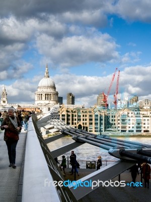 Millennium Bridge And St Pauls Cathedral Stock Photo