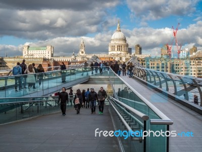 Millennium Bridge And St Pauls Cathedral Stock Photo