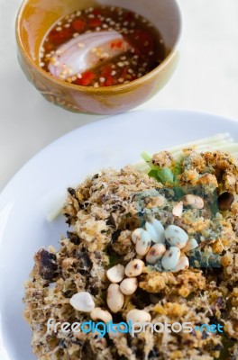 Minced Catfish Salad With Spicy Sauce Stock Photo