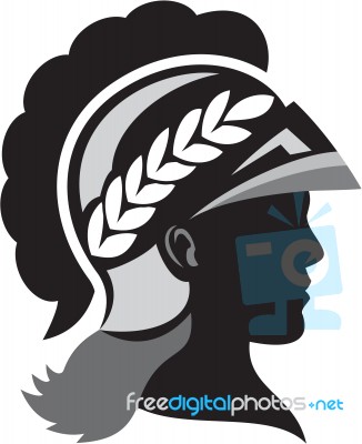 Minerva Head Side Silhouette Retro Stock Image