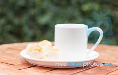 Mini Chinese Cakes On Wooden Plate Stock Photo