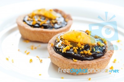 Mini Chocolate Tart Stock Photo