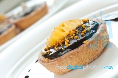 Mini Chocolate Tart Stock Photo