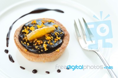 Mini Chocolate Tart Stock Photo