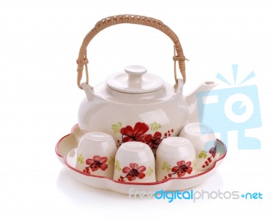 Mini Tea Set Isolated On White Background Stock Photo