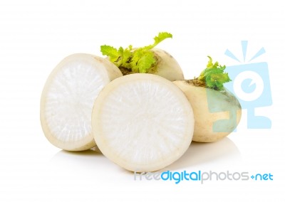 Mini White Turnips Isolated On White Background Stock Photo