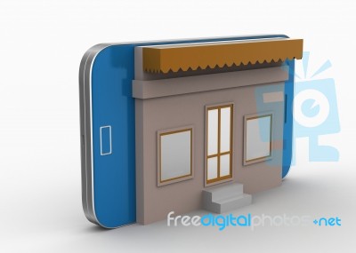 Miniature Of Home In Smart Phone Stock Image