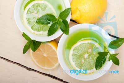 Mint Infusion Tea Tisane With Lemon Stock Photo