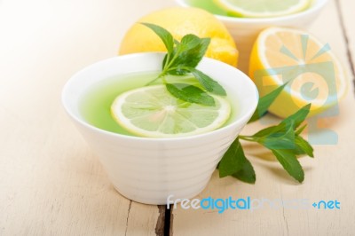 Mint Infusion Tea Tisane With Lemon Stock Photo