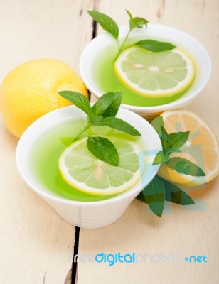 Mint Infusion Tea Tisane With Lemon Stock Photo