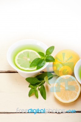 Mint Infusion Tea Tisane With Lemon Stock Photo