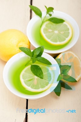 Mint Infusion Tea Tisane With Lemon Stock Photo