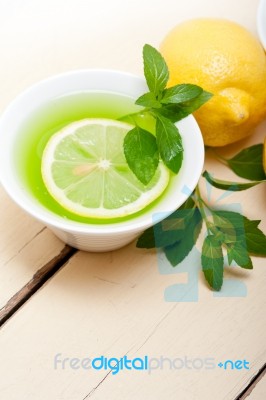 Mint Infusion Tea Tisane With Lemon Stock Photo