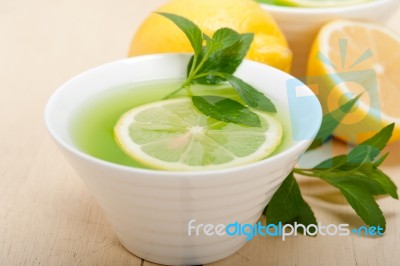 Mint Infusion Tea Tisane With Lemon Stock Photo