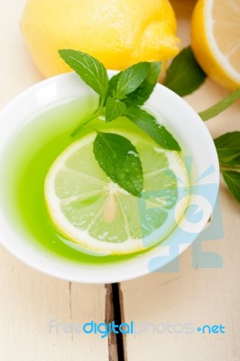 Mint Infusion Tea Tisane With Lemon Stock Photo