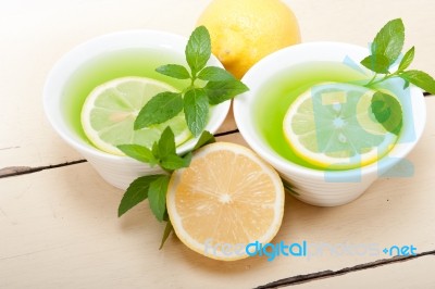 Mint Infusion Tea Tisane With Lemon Stock Photo