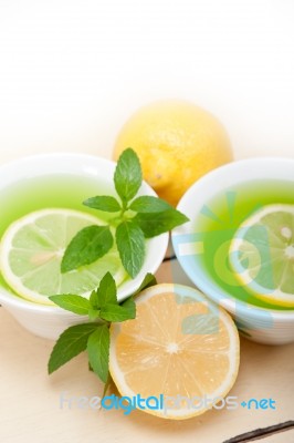 Mint Infusion Tea Tisane With Lemon Stock Photo