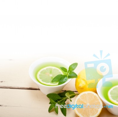 Mint Infusion Tea Tisane With Lemon Stock Photo