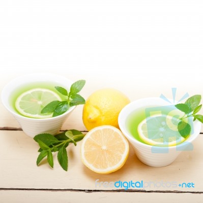 Mint Infusion Tea Tisane With Lemon Stock Photo