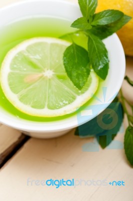 Mint Infusion Tea Tisane With Lemon Stock Photo