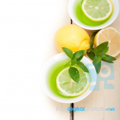 Mint Infusion Tea Tisane With Lemon Stock Photo