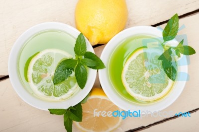 Mint Infusion Tea Tisane With Lemon Stock Photo