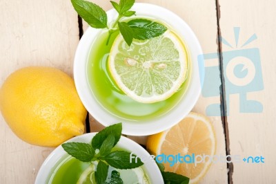 Mint Infusion Tea Tisane With Lemon Stock Photo