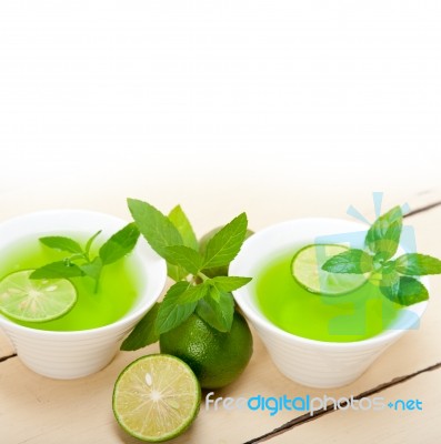 Mint Infusion Tea Tisane With Lime Stock Photo