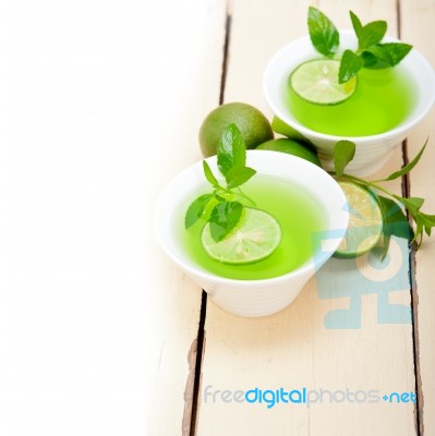 Mint Infusion Tea Tisane With Lime Stock Photo