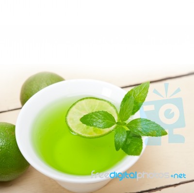 Mint Infusion Tea Tisane With Lime Stock Photo