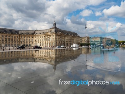 Miroir D'eau At Place De La Bourse In Bordeaux Stock Photo