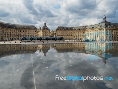 Miroir D'eau At Place De La Bourse In Bordeaux Stock Photo