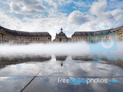 Miroir D'eau At Place De La Bourse In Bordeaux Stock Photo