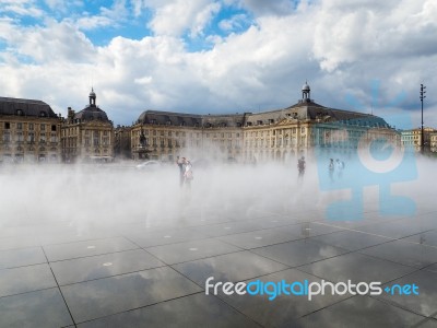 Miroir D'eau At Place De La Bourse In Bordeaux Stock Photo