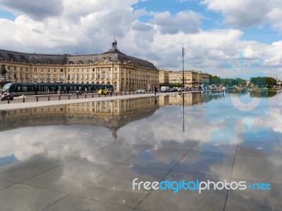 Miroir D'eau At Place De La Bourse In Bordeaux Stock Photo