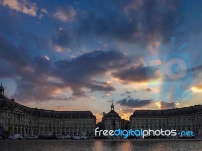 Miroir D'eau At Place De La Bourse In Bordeaux Stock Photo