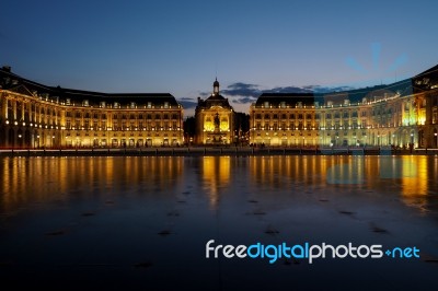 Miroir D'eau At Place De La Bourse In Bordeaux Stock Photo