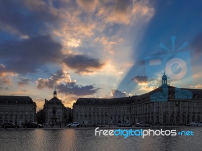 Miroir D'eau At Place De La Bourse In Bordeaux Stock Photo