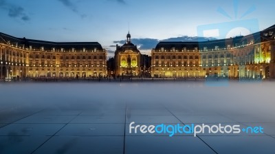 Miroir D'eau At Place De La Bourse In Bordeaux Stock Photo