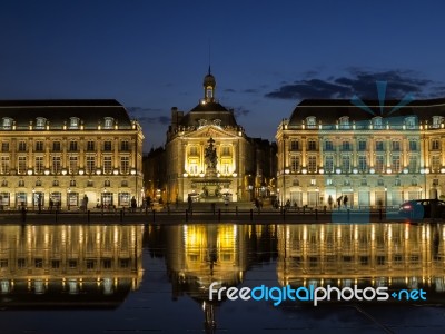 Miroir D'eau At Place De La Bourse In Bordeaux Stock Photo