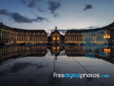 Miroir D'eau At Place De La Bourse In Bordeaux Stock Photo