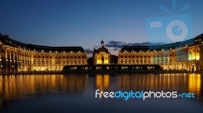 Miroir D'eau At Place De La Bourse In Bordeaux Stock Photo