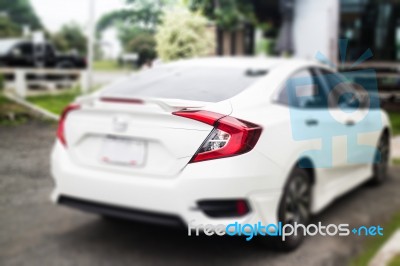 Mirror Side Of White Modern Car Stock Photo