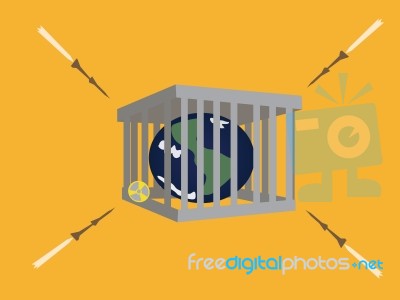 Missile Bomb Earth In Jail Stock Image