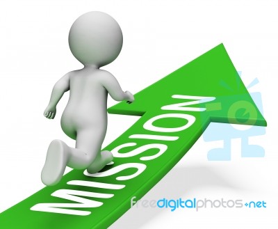 Mission Arrow Shows Motivation Goals 3d Rendering Stock Image