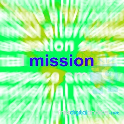 Mission Word Cloud Shows Strategy And Vision Stock Image