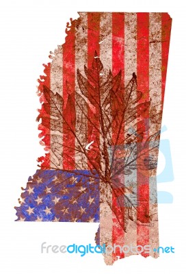 Mississippi State Map Flag Pattern Stock Image